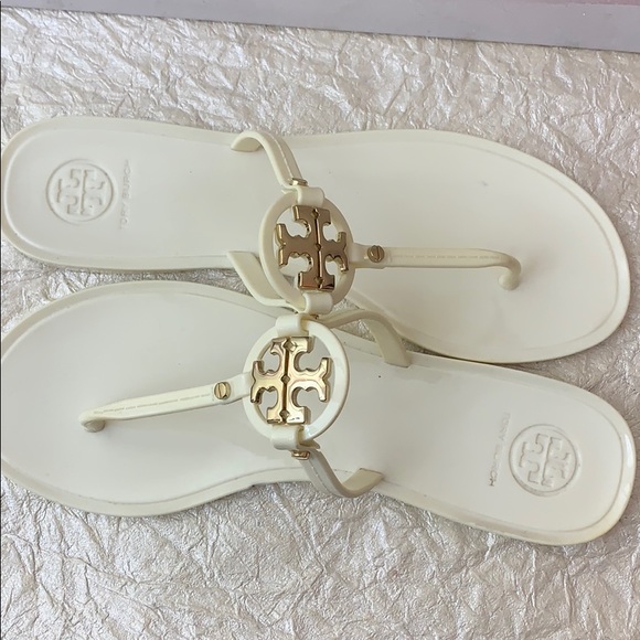 Tory Burch Shoes - TORY BURCH MINI MILLER SANDALS SIZE 8 CREAM GOLD